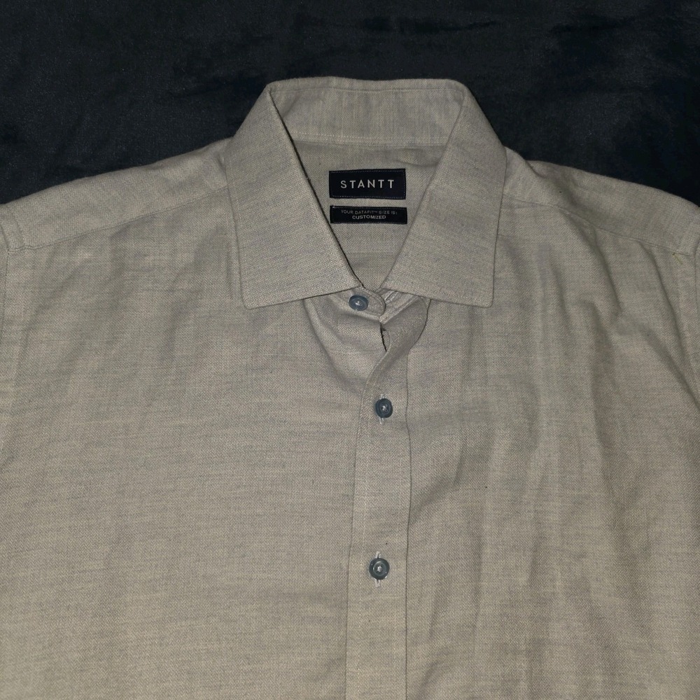 STANTT Brushed Arctic Blue Herringbone Business Custom Fit 44" Chest 100% Cotton
